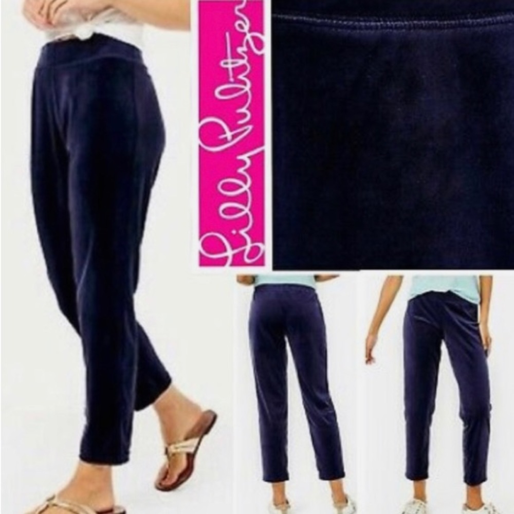 Lilly Pulitzer Medium Navy Blue Capri/Crop Length Velour Pants